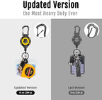 MNGARISTA Upgraded Retractable Keychain, 10 OZ Retraction, 31.5" Stainless Steel Cord, Heavy Duty Carabiner Badge Holder, ID Badge Reel with Badge Strap and Key Ring