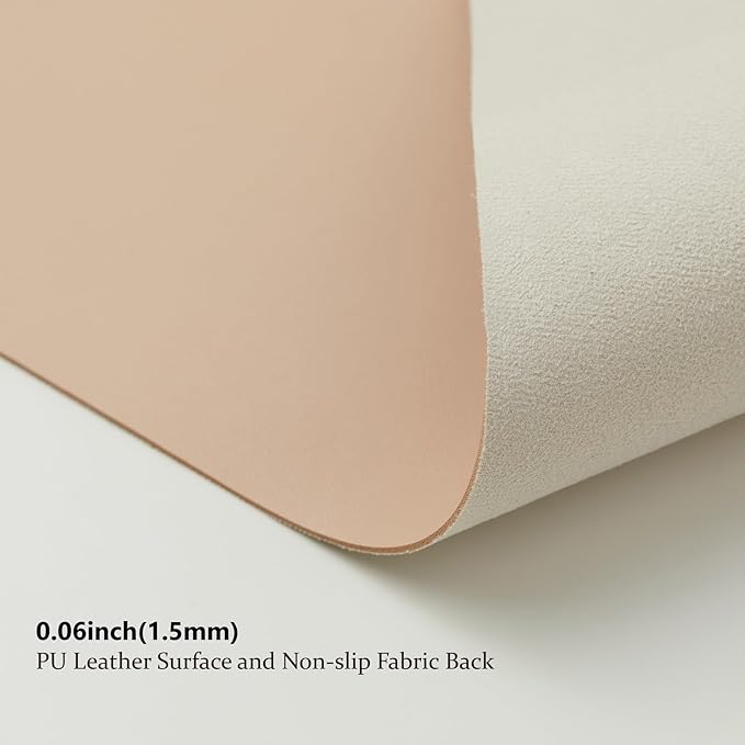 Leather Desk Mat - Small Non-Slip PU Desk Pad for Office and Home - Desk Organization and Accessories - Ideal for Large Mouse Pad and Small Desk Mats on Top of Desks (Apricot,23.6"x 13.8")
