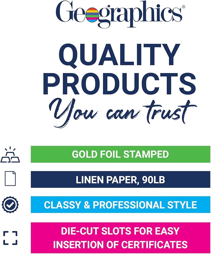 Geographics Classic Linen Document Covers, 12.5” x 9.75”, Navy Blue (25 Pack)