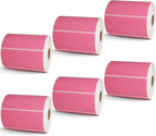 BETCKEY - 4" x 2" Barcode Shipping & Multipurpose Labels Compatible with Zebra & Rollo Label Printer,Premium Adhesive & Perforated[Pink, 6 Rolls, 4500 Labels]