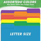 File Folder, HERKKA 120 Pack 1/3 Cut Tab File Folders, Colored File Folders Great for Organizing and Filing, Letter Size, Assorted 6 Colors