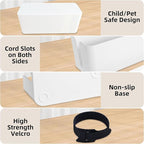 YaeCCC Cable Management Organizer Box Power Strips Hider Power Cords Hider for Desk, TV, Computer, USB Hub,Cords (Set of Three) White