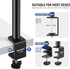 NEEWER Camera Desk Mount, Overhead Desktop Light Stand Microphone Boom Arm with Ball Head C Clamp Cleaning Cloth for DSLR Webcam Phone Holder Ring Light Mic Streaming Video Recording, Red TL283