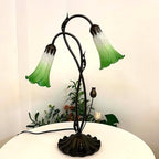 Bieye LS05 Lily Flower Blown Glass Lampshade (White Green, Opening I.D. 1.26" x O.D. 1.5")