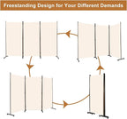 Room Divider 6FT Folding Privacy Screens, 3 Panel Partition Room Dividers w/Freestanding Design, Portable Wall Divider for Room Separtation, Fabric Screen Panel for Home Office Dorm School Cream