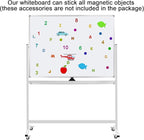 Max-officoo Mobile Whiteboard Magnet Dry Erase Board on Wheels Double-Sided Magnetic Portable Stand Whiteboard- 48"x36" Rolling White Boards with Easy Flip Feature