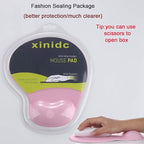 xinidc Ergonomic Computer Mouse Pad with Wrist Rest Support, Pain Relief Mouse Pad with Non-Slip PU Base for Home Office Working Studying (Pink)