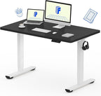 FLEXISPOT EN1 One-Piece Standing Desk with 1-Inch Thick Seamless Desktop, 48"x24" Electric Height Adjustable Desk for Home Office, Multi-Monitor Setups & Easy Assembly, Black