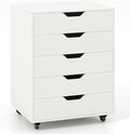 Giantex 5-Drawer Mobile Storage Cabinet with Wheels - Rolling Lateral Filing Under Desk Chest of Drawers, 19.5" x 16" x 25.5" Office Cabinet for Living Room, Study