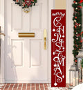 ARTUFAN Merry Christmas Red with Star porch sign Welcome for Front Door Porch Deck Patio or Wall -Indoor and Outdoor Decorative Farmhouse Rustic Vertical Porch and Yard Decor - 7.8''x47.5''