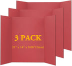 AKONEGE 3PCS Small Trifold Poster Board, 21 x 14 Inches Red Corrugated Cardboards Tri Fold Poster Boards for School Projects, Science Fair, Business Presentations, Exhibitions, Event Display