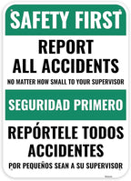 1PC Safety Sign, 14 x 10 Inches - Aluminum - Safety Decorations Posters For Workplace - Bilingual Spanish