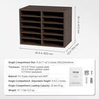 VEVOR Literature Organizers, 12 Compartments Office Mailbox with Adjustable Shelves, Wood Literature Sorter 20.4x12x16.1 inches for Office, Home, Classroom, Mailrooms Organization, EPA Certified Brown