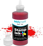 MaxMark Premium Refill Ink with Control Tip Bottle for Self-Inking Stamps, Red Color - 1 oz.