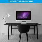 TORCHSTAR Metal Desk Lamp with Clamp, Swing Arm, Architect Adjustable Gooseneck Table Lamp, Clip Desk Lights for Home Office, Work, Study, Reading, E26 Base, Multi-Joint, White
