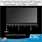 Clip Strip Corp. Price/Data Channel Label Holder Chips, Clear Plastic Tags, 2.5" L x 1.25" H, 7.5 Mil Thick, Gondola Shelf Edge, Reusable, Made for Point of Purchase Shelf Molding (500)