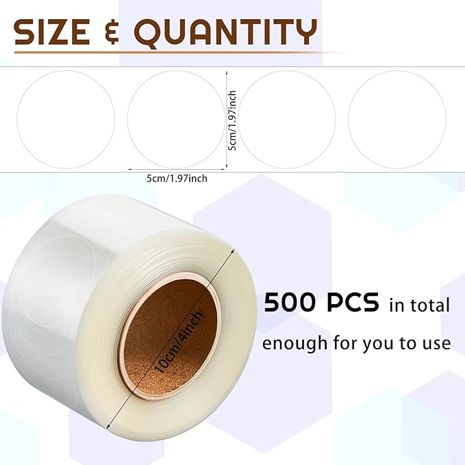 Zonon 500 Pcs Clear Labels Label Protector Clear Stickers Wafer Seals Waterproof Labels for Protecting Barcodes, Numbers and Stickers (2 Inch in Diameter,Round)