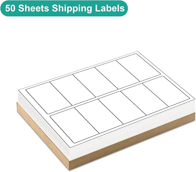 MFLABEL 2x4 Shipping Address Labels - 500 Count, 50 Sheets for Printer - 10-UP Internet Mailing Stickers - 2" x 4" FBA Labels for Laser/Inkjet Printer