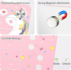 NiHome Acrylic Magnetic to Do List Planning Board with Sliders & Desktop Stand, Kids Chore Chart, Checklist Routine Chart Task Board for Fridge & Desk, for Magnetic Metal Surfaces Only (Pink Unicorn)