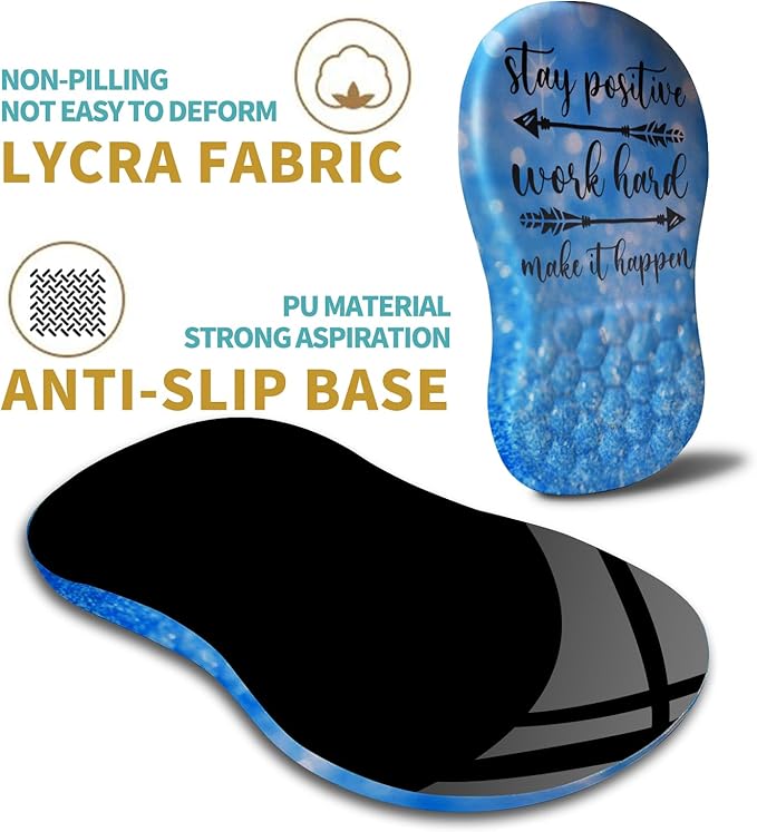 Hokafenle Ergonomic Mouse Pad Wrist Support with Massage Design, Wrist Rest Pain Relief Mousepad with Memory Foam&Non-Slip PU Base, Mouse Pads for Wireless Mouse & Desk (12x8 inch,Stay Positive)