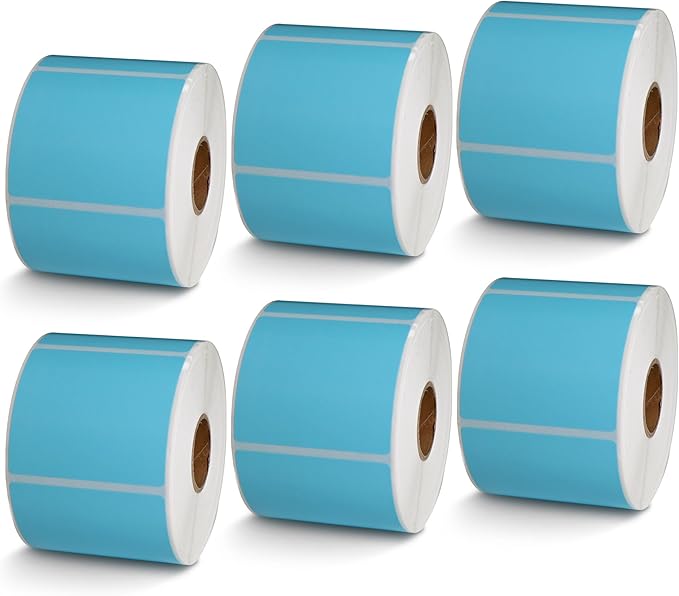 BETCKEY - 2.25" x 2" UPC Barcode & Address Labels Compatible with Zebra & Rollo Label Printer,Premium Adhesive & Perforated[Light Blue, 6 Rolls, 4200 Labels]