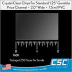Clip Strip Corp. Price/Data Channel Label Holder Chips, Clear Plastic Tags, 2" L x 1.25" H, 7.5 Mil Thick, Gondola Shelf Edge, Reusable, Made for Point of Purchase Shelf Molding (500)