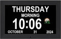 Memwake Digital Alarm Clock, Multiple Alarm Functions, Clock with Date and Week, Digital Alarm and Electronic Calendar for Seniors (White, 7 inch) (10-inch Black)