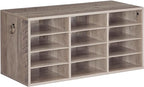 HOOBRO Countertop Mail Sorter Organizer, Wooden Literature Organizer, Student Mailbox for Classroom, Desktop Bill Organizer for Office Home School, 12 Compartments, Greige BG43WF01