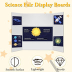 AKONEGE 3Pcs Small Trifold Poster Board, 21 x 14 inches White Tri Fold Poster Boards Corrugated Presentation Board Science Fair Display Boards for School Fun Projects, Exhibitions and Business