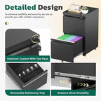 Greenvelly 2 Drawer Mobile File Cabinet with Lock, Metal Filing Cabinet on Wheels, Under Desk File Cabinet for Home Office Organizer Letter/Legal/A4 File (Assembly Required, Black)