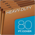 Globe-Weis PFXR217MHD /Pendaflex Heavy-Duty Expanding File, Open Top, 12 Pockets, Monthly Index, Letter Size, Brown (R217MHD)