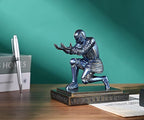 HDMbigmi Knight Pen Holder Pen Stand Desk Organizers and Accessories Resin Pencil Holder as Gift with a Fancy Pen for Office and Home Desk Organizer (Blue)