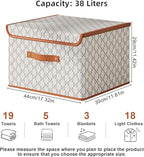 Tuza 2 Pack Fabric Storage Bins with Lids, Collapsible Closet Organizer Container, Decorative Storage Boxes with Lids for Organizing Clothes, Blanket, Grey & White, Large