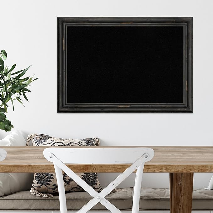 Amanti Art Black Cork Board for Wall, 19x27 Vision Board with Black Wood Frame, Medium Corkboard Office Decor for Home Organization, Country Rustic Corkboard Pinboard to Display Items for Home