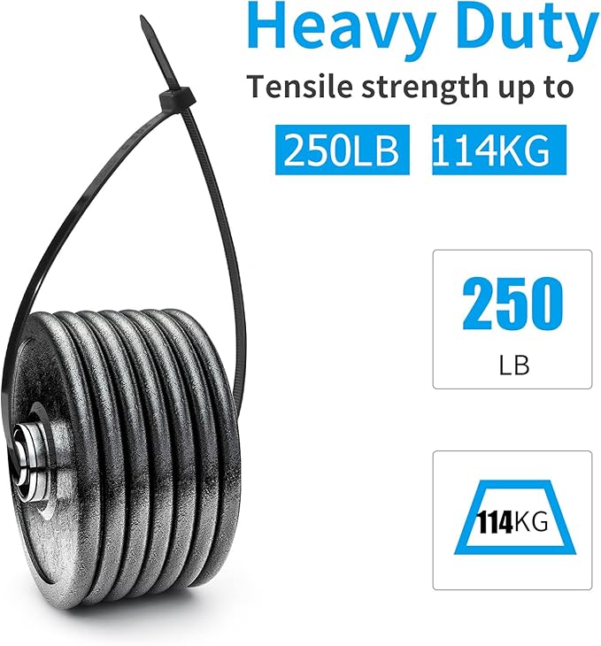 XINGO 16 inch White Zip Ties Heavy Duty 60 PCS, 250 LBS Ultra Strong Plastic Wire Ties, Large Cable Ties Extra Long Tie Wraps, Indoor and Outdoor UV Resistant