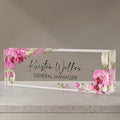 Personalized Name Plate for Desk, Custom Desk Name Plate, Acrylic Name Plate Office Desk Accessories, Personalized Office Gifts for Coworkers Teachers, Employee Appreciation Gifts (A-Butterfly Orchid)