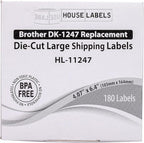 HOUSELABELS Compatible with DK-1247 Replacement Roll for Brother QL Label Printers; 180 Large Shipping Labels; 4.07" x 6.4" (103mm*163mm) - 20 Rolls
