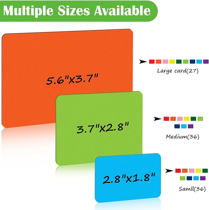 99 Pcs Magnetic Dry Erase Labels Reusable Name Magnets for Classroom Whiteboard 3 Sizes Colored Magnetic Blank Cards for Office Home Kitchen Fridge(Bright Colors)