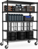 M MZG Garage Shelving 5 Tier Industrial Metal Shelving Units for Commercial, Basement, Pantry, Warehouse, School, Black Heavy Duty Easy Assembly 23.6" D x 53.2" W x 73.6" H