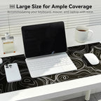 Reniteco Waterproof Large Gaming Mouse Pad with Durable Stitched Edges, Non-Slip Rubber Base, Grainy Jacquard Mouse Mat Desk Pad for Home Office Gaming, 31.5''x11.8''x0.12'', Topographic Map White
