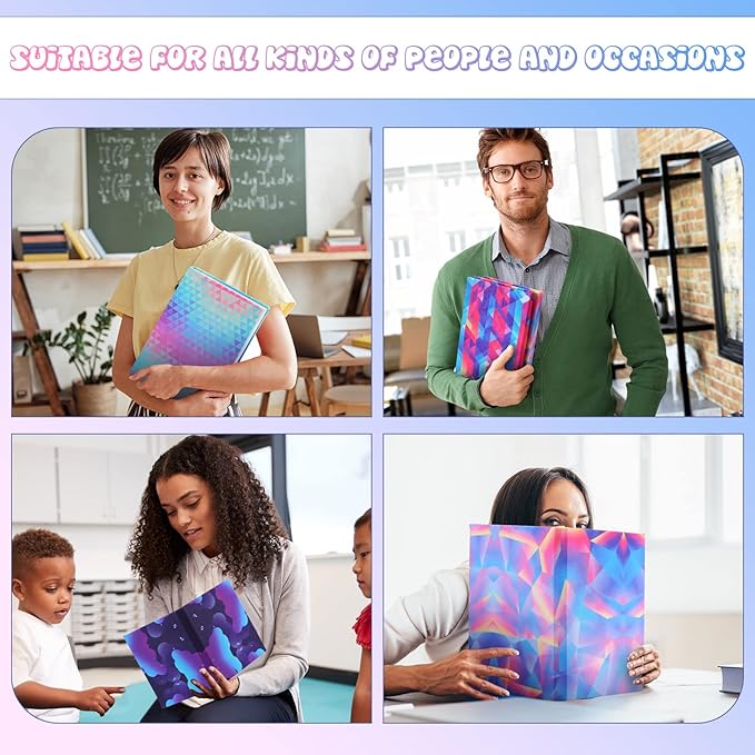 6 Pack Stretchable Book Cover Jumbo Fabric Book Covers Colorful Pattern Print Book Protector Washable Reusable Protective Textbook Cover for Hardcover Textbooks up to 9 x 11 Inch (Stylish Pattern)