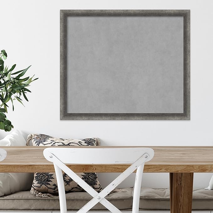 Amanti Art Grey Framed Magnetic Board 22x26 Medium Vision Board for use with Magnets, 100% Metal Sheet to Display Items as Office Decor or for Home Organization in mudroom, Kitchen or Kids Room