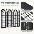 Aletheiawu Room Divider and Folding Privacy Screen, 6 Panel Japanese Shoji Style Room Divider, Partition Divider for Room Separation, Portable Decoration Screen for Home Office Restaurant - Black