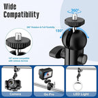 Overhead Camera Mount Rig, Adjustable Aluminum Tabletop Platform for Multi-Device Shooting, Include Dual Ball Heads and Clamp, Supports Max Load 11kg for Product Photography, Live Streams