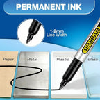 SFAIH Blue Permanent Markers Bulk - 24 Pack, 1s Quick Dry, Fine Point Permanent Markers for Paper Plastic Glass Metal Wood, Waterproof, Kitchen Classroom Office, Doodling, Marking, Non-Fading