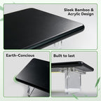 ROCDEER Bamboo Monitor Stand Riser with RGB Lights,31.5 Inches Desktop Shelf with Acrylic Legs Supports for Desk, PC Computer Monitor, Laptops, Printer, Speakers (Black)