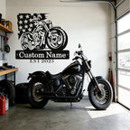 Custom US Flag Motorcycle Metal Signs Personalized Biker Name Sign Custom Garage Decor Motorbikes Wall Art Decor Motorcycle Sign Men Room Decorate Gifts for Men Husband Rider