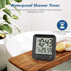 Wisoee Waterproof Shower Clock Timer, Bathroom Clock with Countdown, Touch Screen, Indoor Temperature, Suction Cup, LCD Digital Wall Clock for Bath, Kitchen