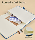 PAIBAS Graph Notebook for Women Men, 160 Pages Grid Paper, Graphing Notebooks for School, Work, Quad Ruled, Inner Pocket, A5 Hardcover Vintage Leather Journals for Writing, 5.8"x8.5" (Navy)