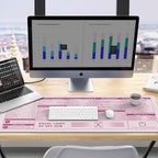 iCasso Excel Cheat Sheet Desk Pad,Excel Mouse Pad Shortcuts,Excel Shortcuts Cheat Sheet Keyboard Mat, Extended Large XXL Non-Slip Mousepad with Stitched Edges for Computer(Pink Excel Shortcuts)